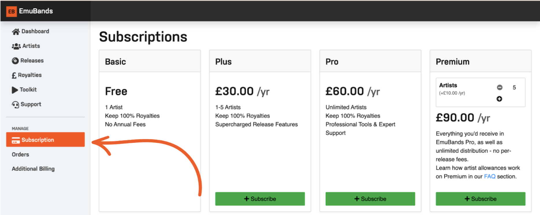 EmuBands Upgrade in Dashboard