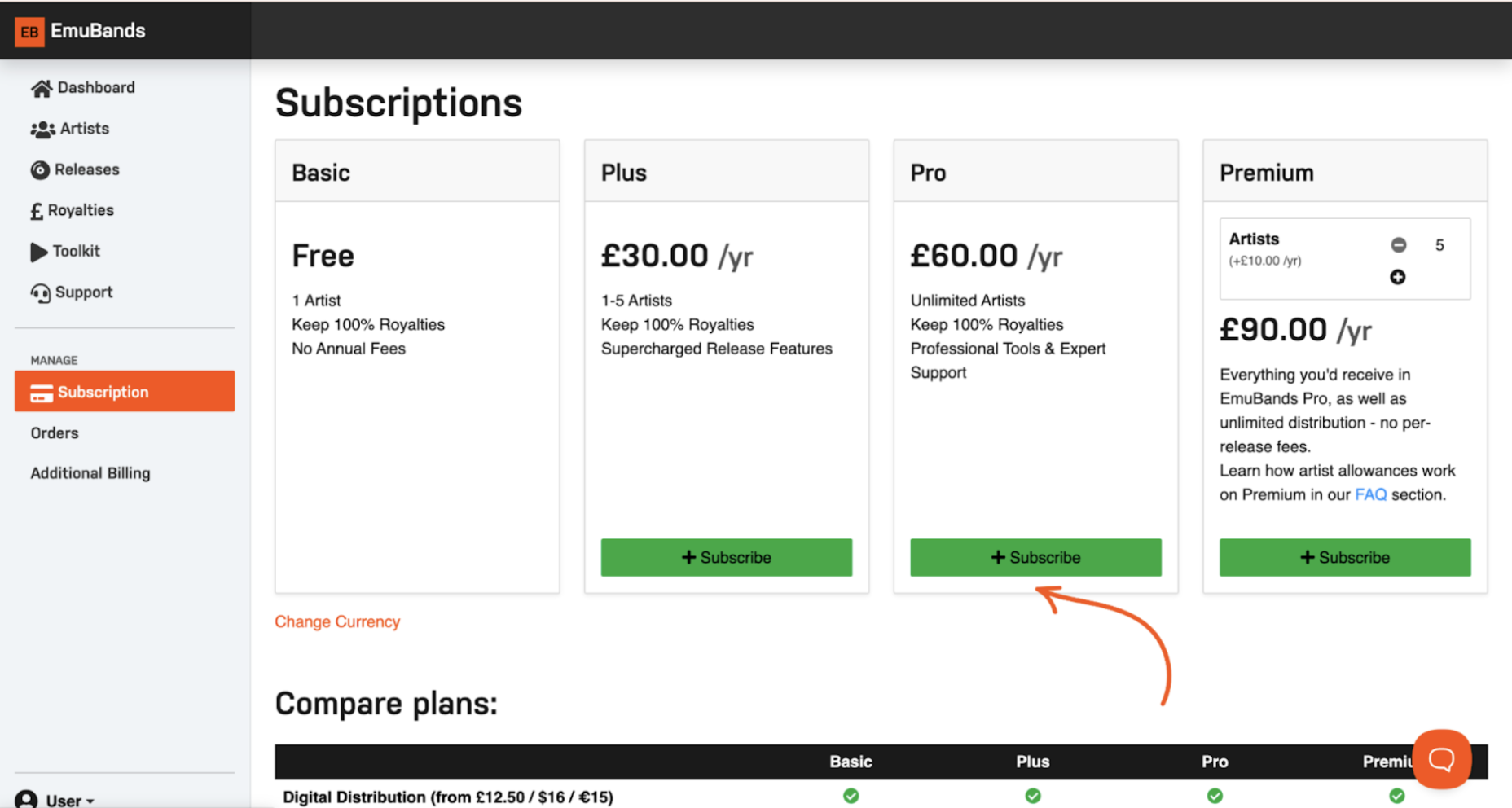 EmuBands Subscription Options